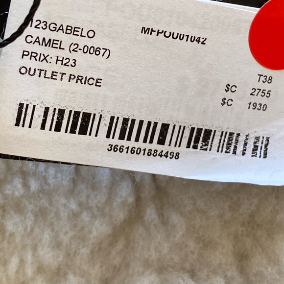 NWT Maje Tan and Cream Lamb Shearling Jacket- Gabelo jacket in Camel size 38 - Picture 12 of 16